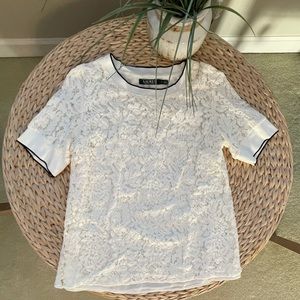 LAUREN Ralph Lauren lace top w/ black trim